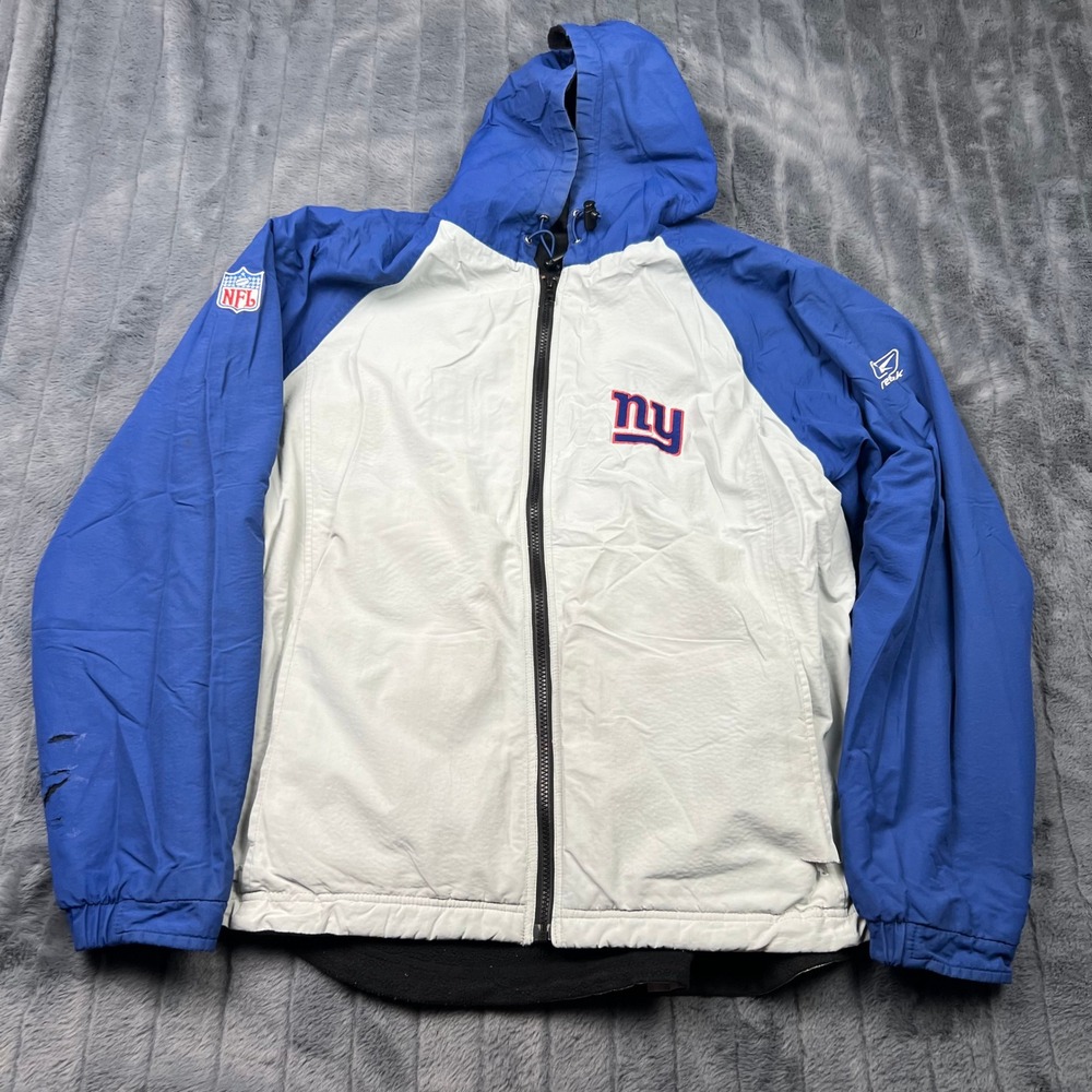 Reebok NFL New York Giants Reversible Windbreaker Jacket Blue White Mens Large